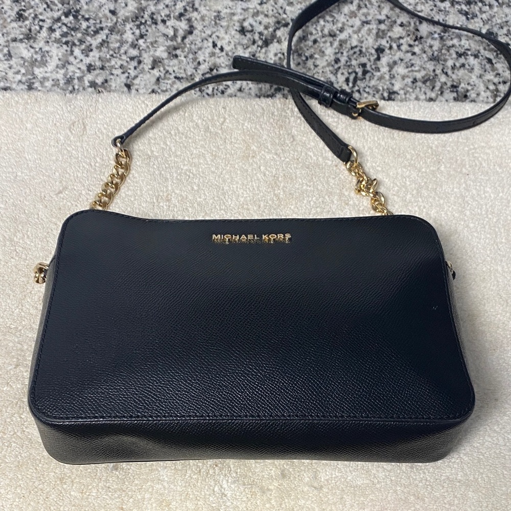 Michael Kors Black Crossbody Bag with Gold Accents - Picture 9 of 10